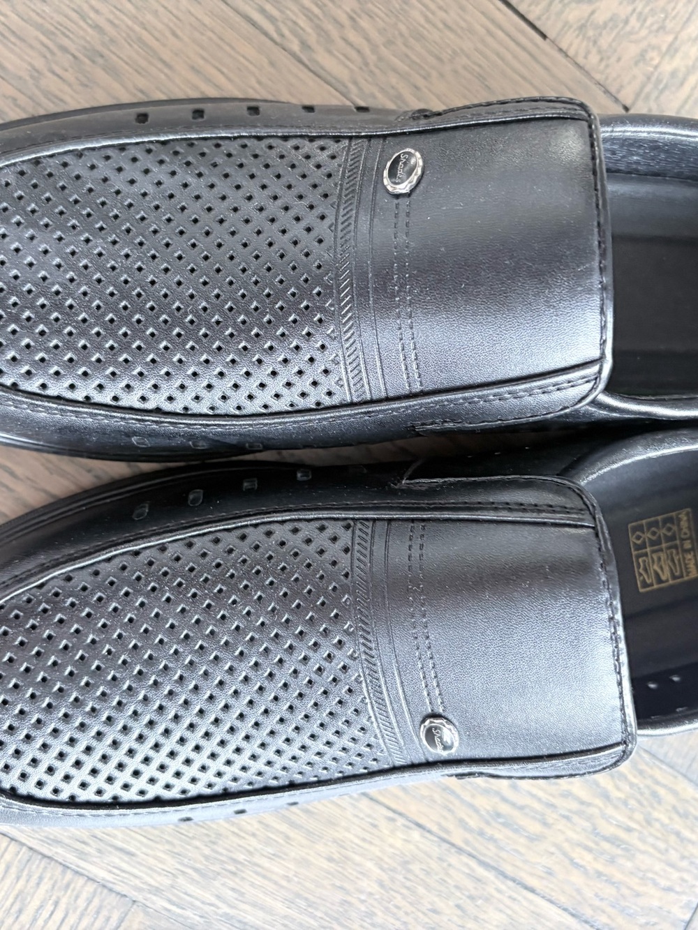 Black Perforated Slip-On Loafers — Unknown Brand